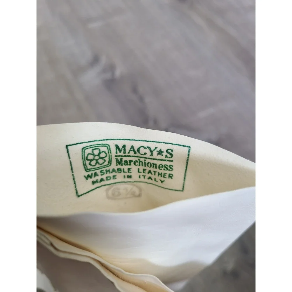 VTG Macy's Marchioness 6½ Washable Leather Gloves Italy White Kidskin 1950's NEW